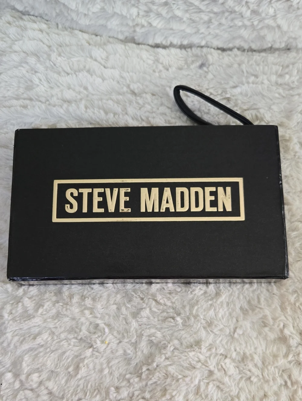 Steve Madden Black Wristlet Clutch with Gold Accents NWT IN BOX